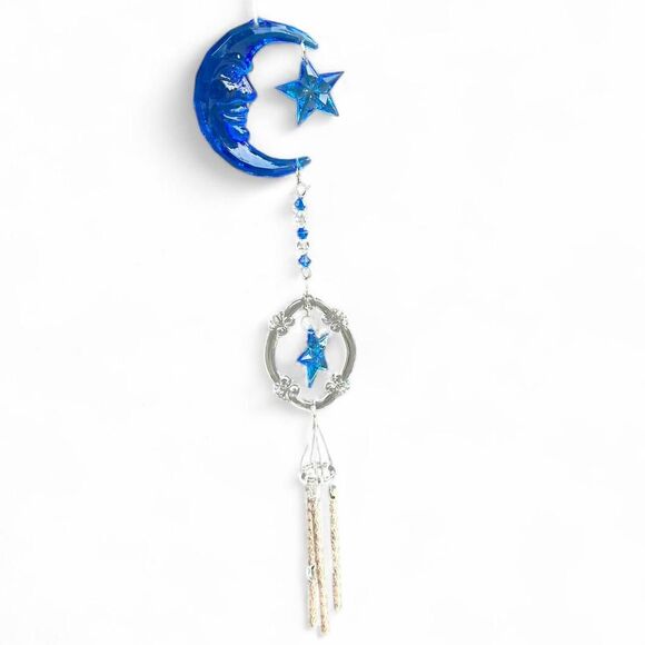 New in box from 2004 vintage Y2K 2000s retro Blue moon and star wind chime - Picture 1 of 8